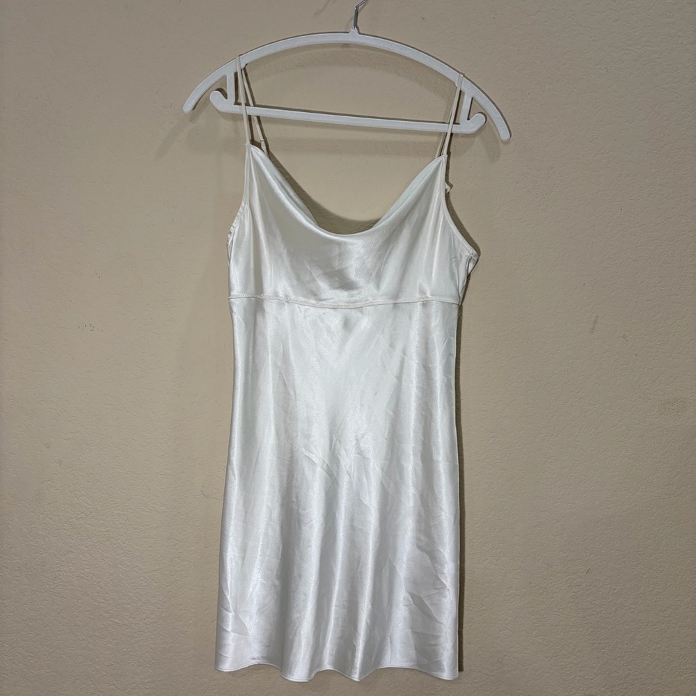 Victoria's Secret Satin Slip Dress Cream Cowl Neck Spaghetti Strap Sz S Bridal